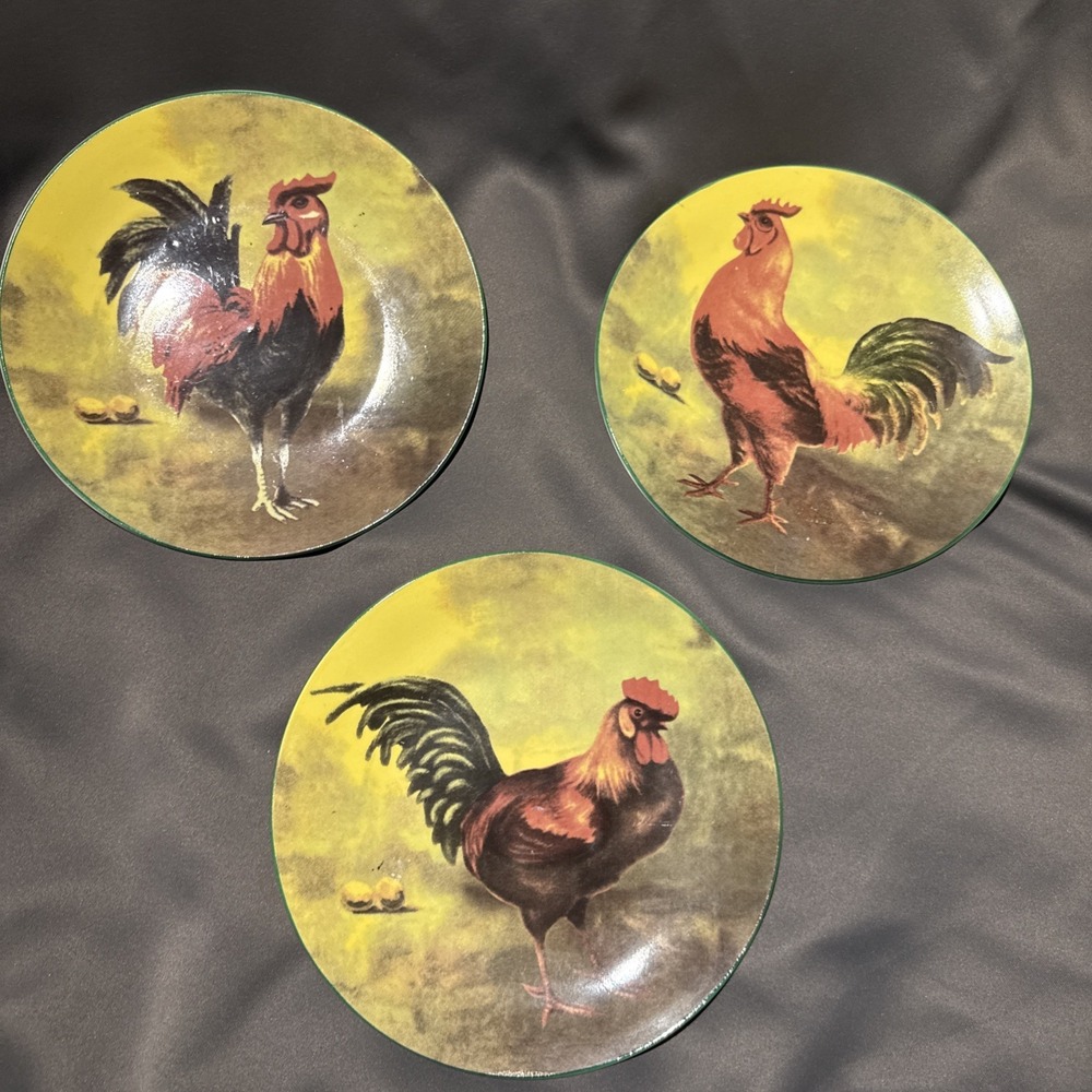 Gryphonware Vintage Decorative Farmhouse/rooster/chicken plates - set of 3